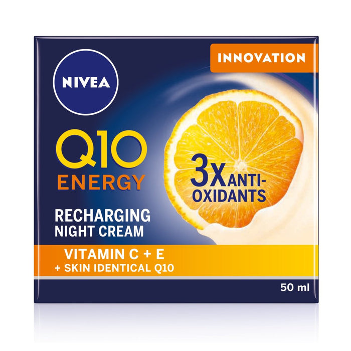 NIVEA Q10 Energy Anti Wrinkle Recharging Night Face Cream with Vitamin C 50ml