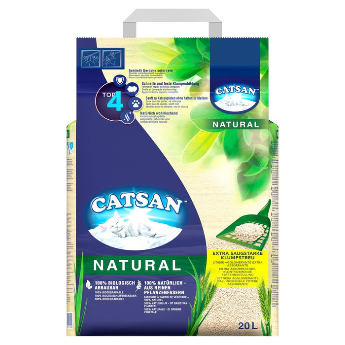 Catsan Natural 100% biodégradable Contracing Contrôle des odeurs de chat 20L