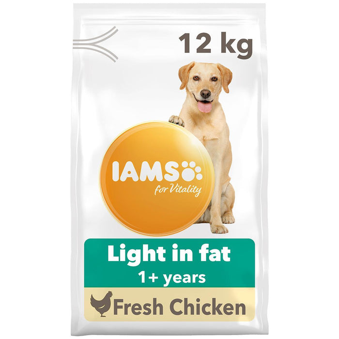 IAMs für Vitalität Licht in fett erwachsenen trockenen Hundefutter mit frischem Hühnchen 12 kg