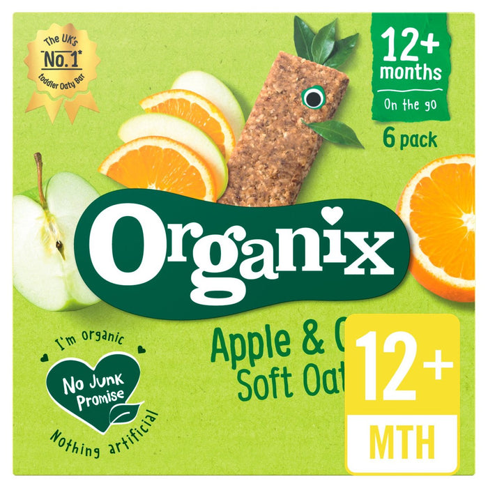 Barras de avena de manzana y naranja de Organix 6 x 30g